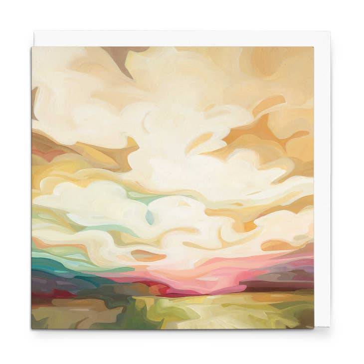 Golden Hour Sunset  Blank Greeting Card from Susannah Bleasby Art  - a beautiful sunset greeting card that is blank for your personal message.