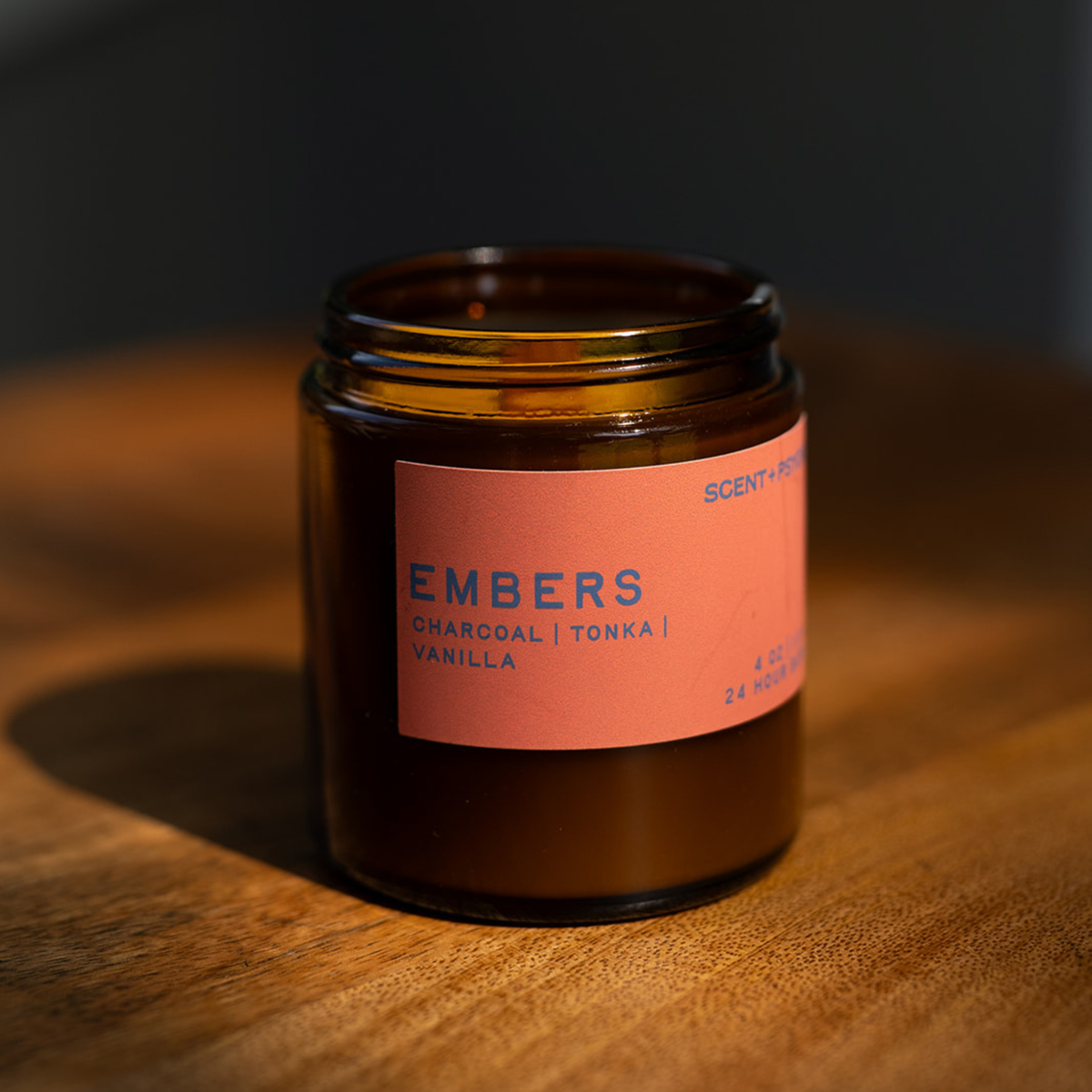 Discovery Size Embers Wood wick candle - wood smoke, campfire, bonfire soy candle with charcoal tonka sandalwood and vanilla - scent and psyche