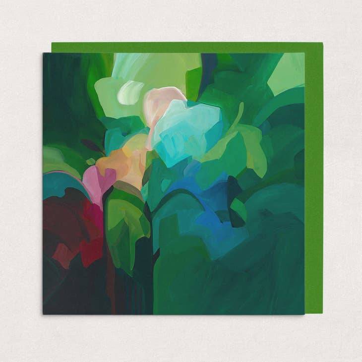 cover Emerald Green Abstract Greeting Card | Abstract Art Card