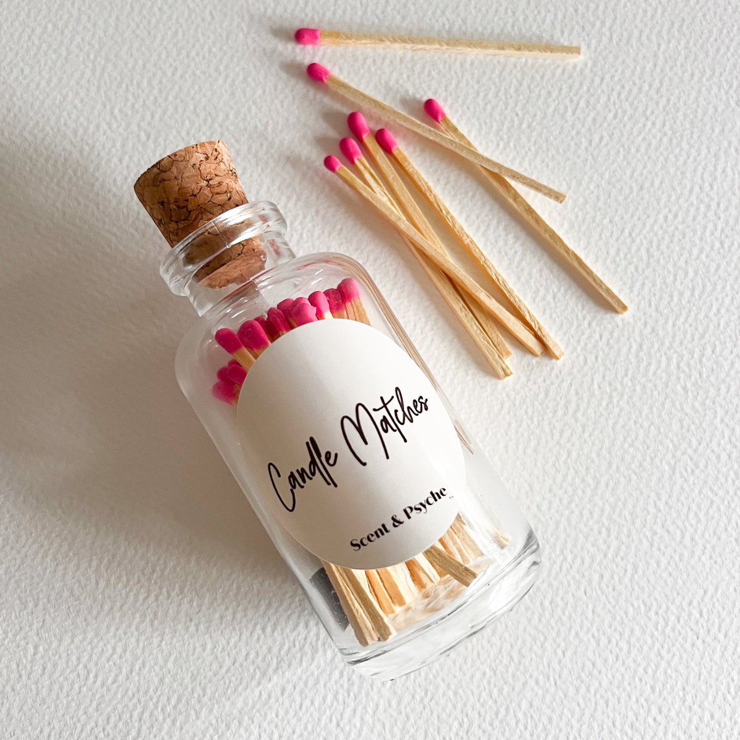 Candle Matches in Clear Glass Apothecary Bottle