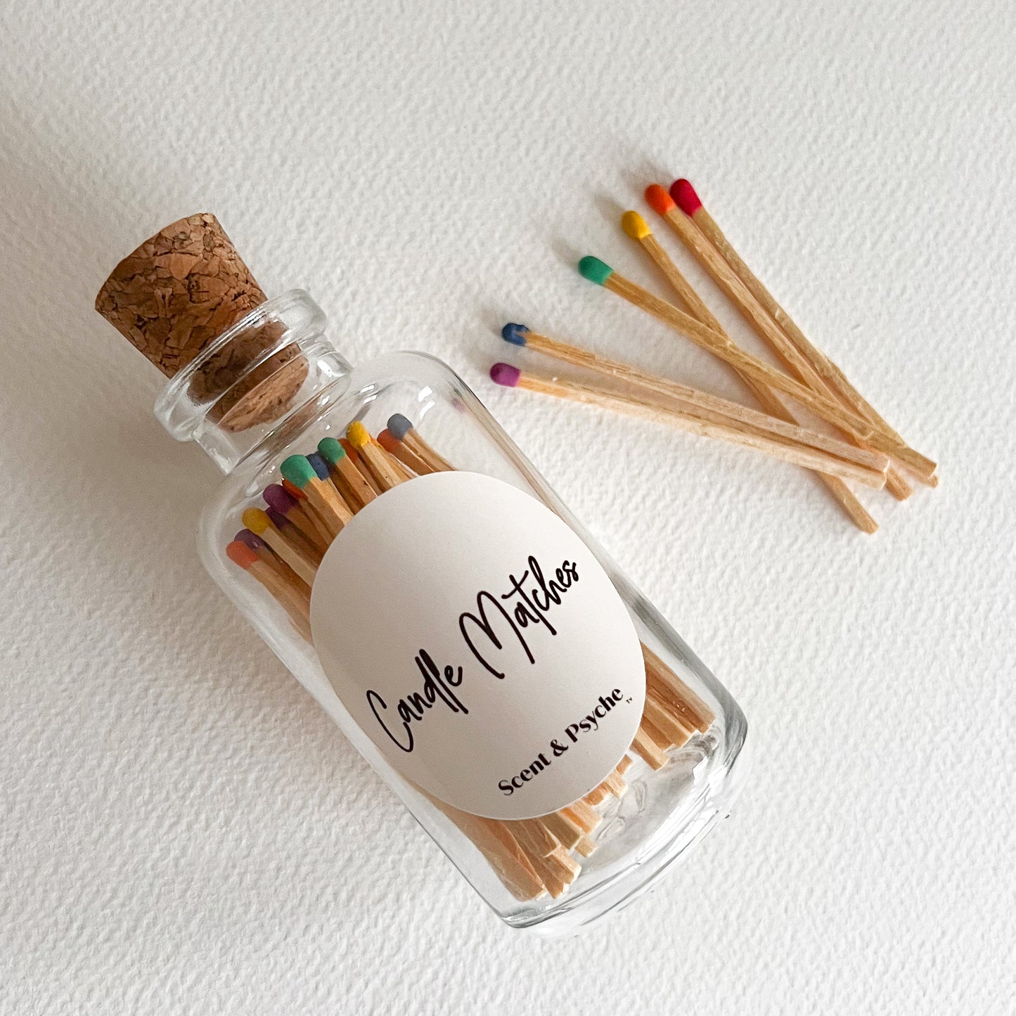 Candle Matches in Clear Glass Apothecary Bottle