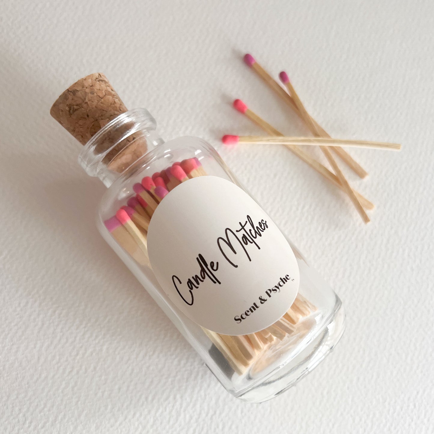 Candle Matches in Clear Glass Apothecary Bottle