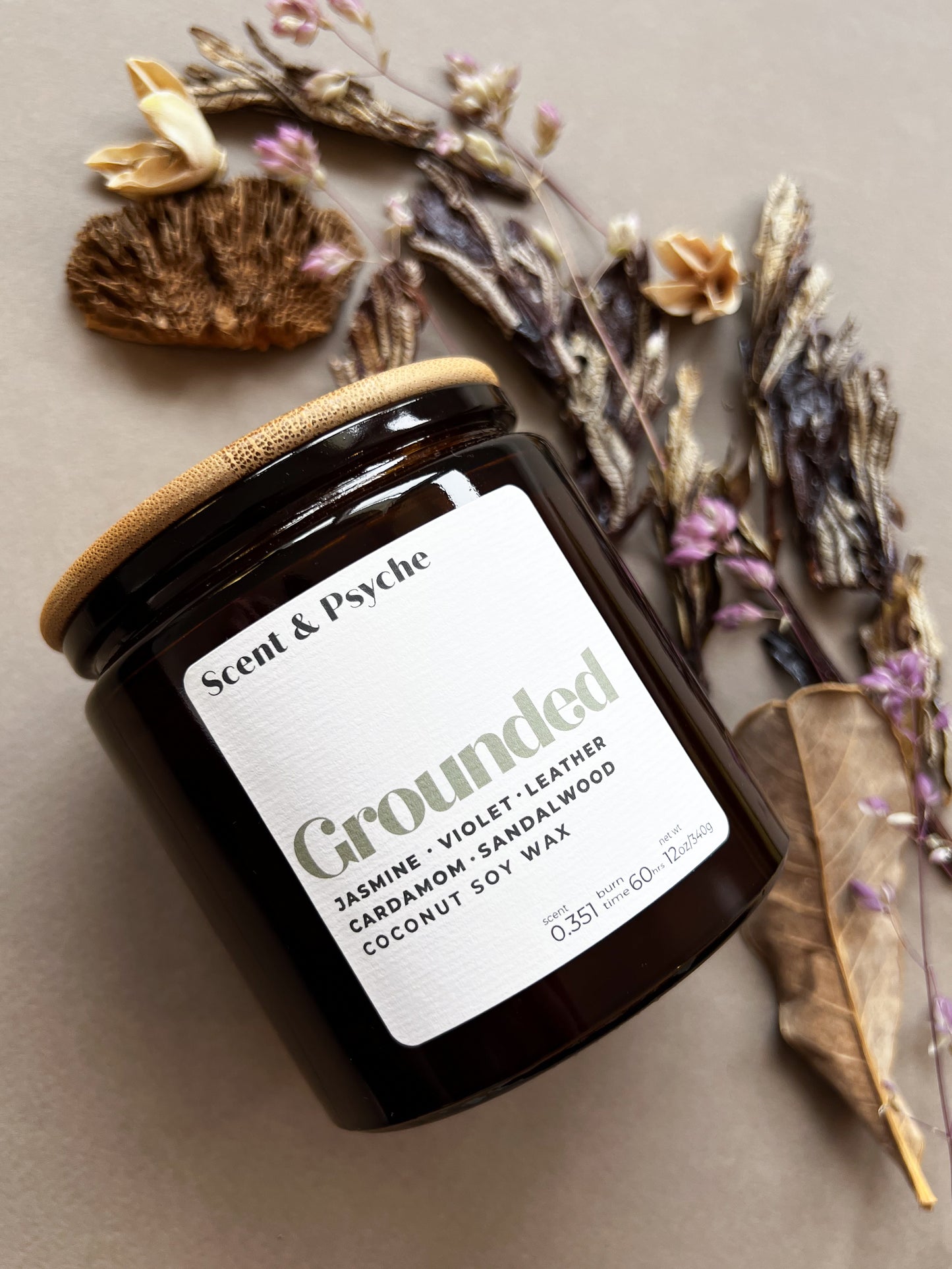 Grounded Scented Candle - 12oz Amber Jar