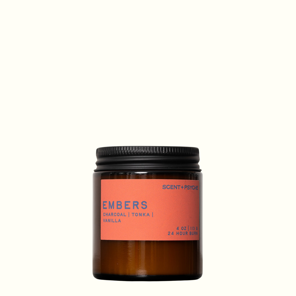 Discovery Size Embers wood smoke, campfire, bonfire soy candle with charcoal tonka sandalwood and vanilla - scent and psyche