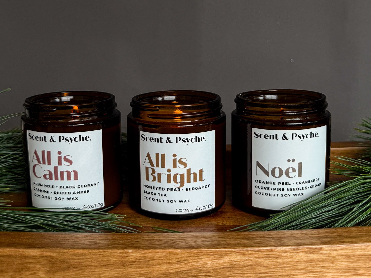 
                  
                    The Merry & Bright Trio | Set of 3 4oz Wood Wick Christmas Candles
                  
                