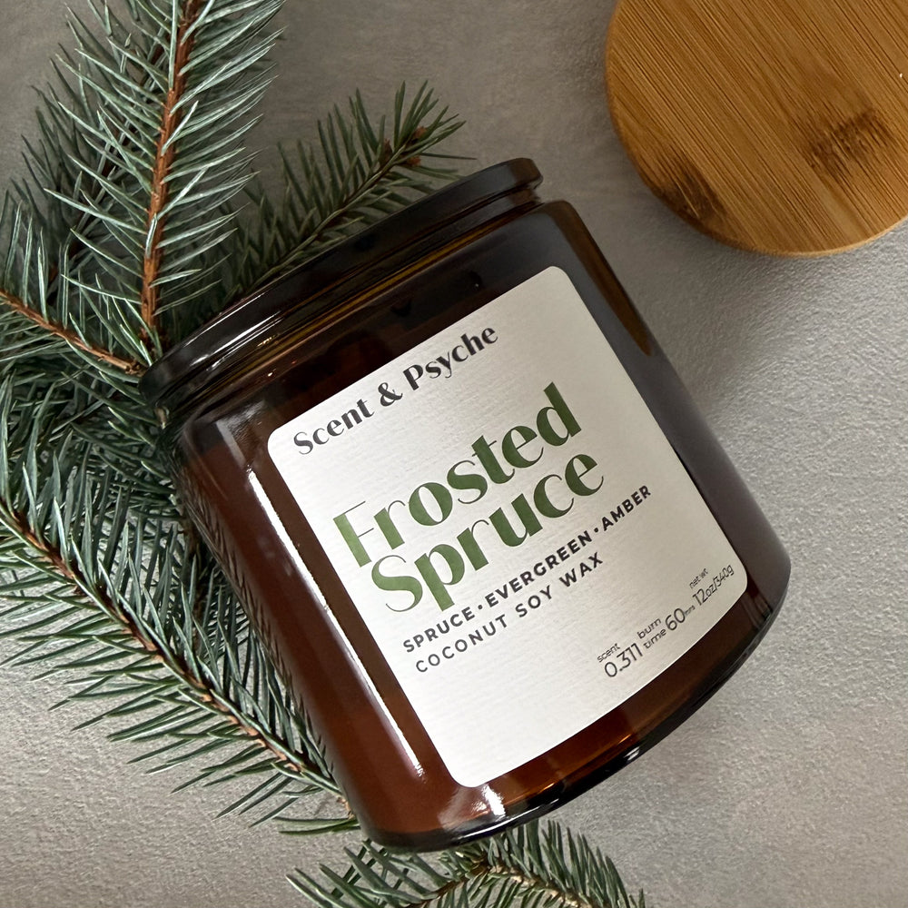 
                  
                    Frosted Spruce Scented Candle  - 12oz Amber Jar
                  
                