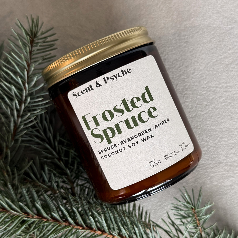 Frosted Spruce Scented Candle   - 7oz Amber Jar