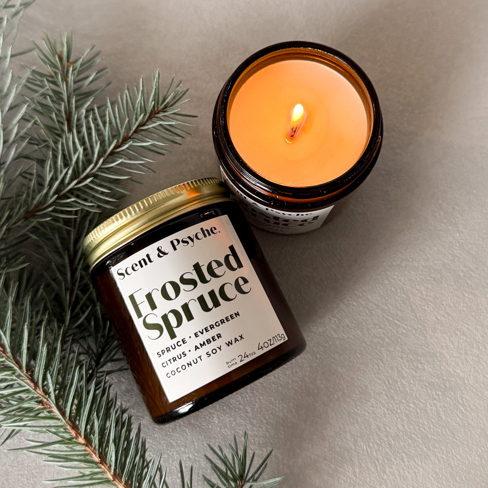 Frosted Spruce Scented Candle   - 4oz Amber Jar