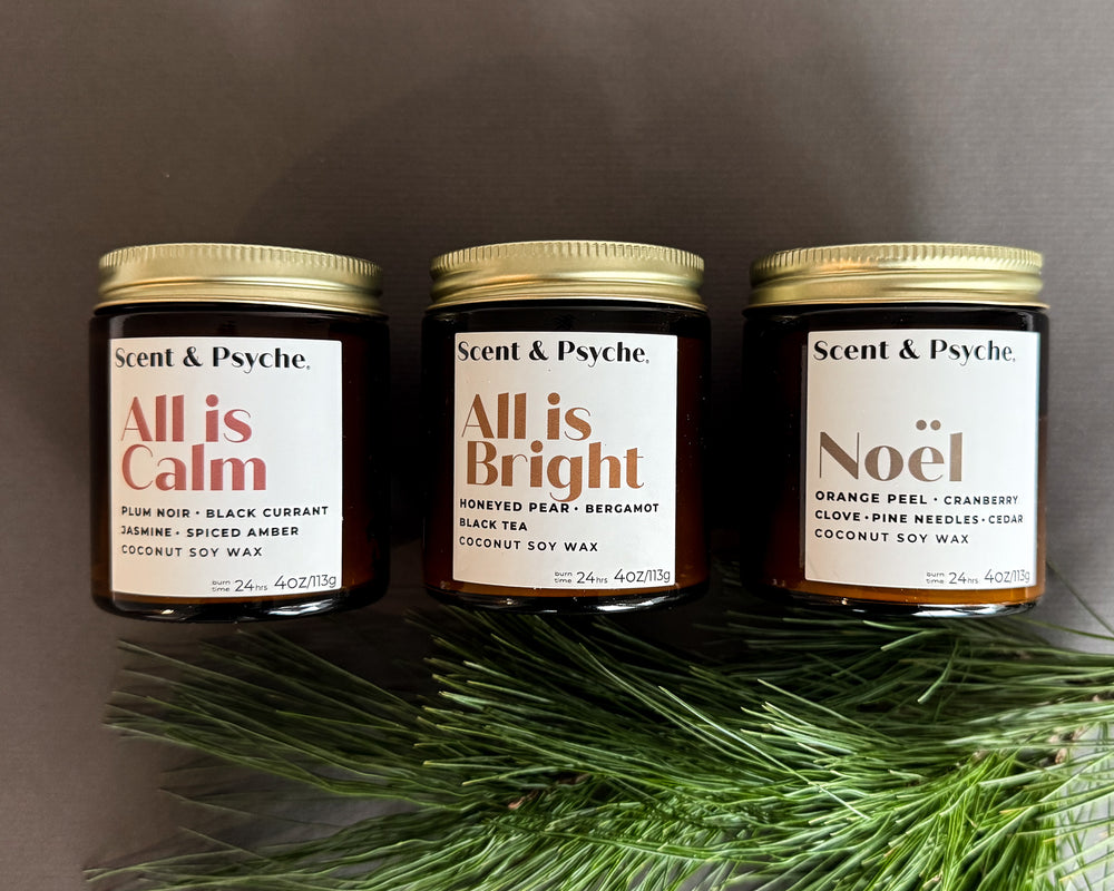 The Merry & Bright Trio | Set of 3 4oz Wood Wick Christmas Candles