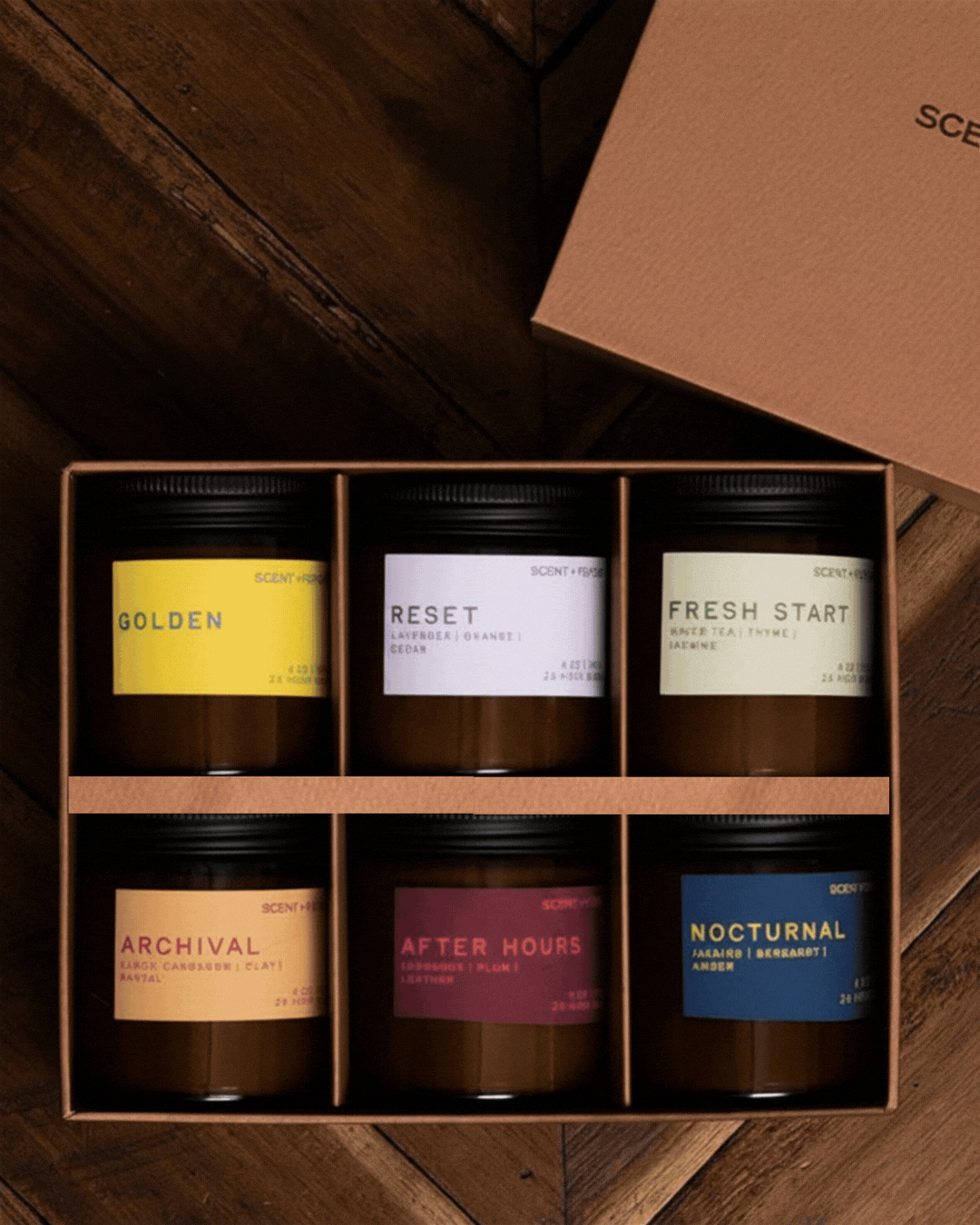 discovery set of wood wick candles
