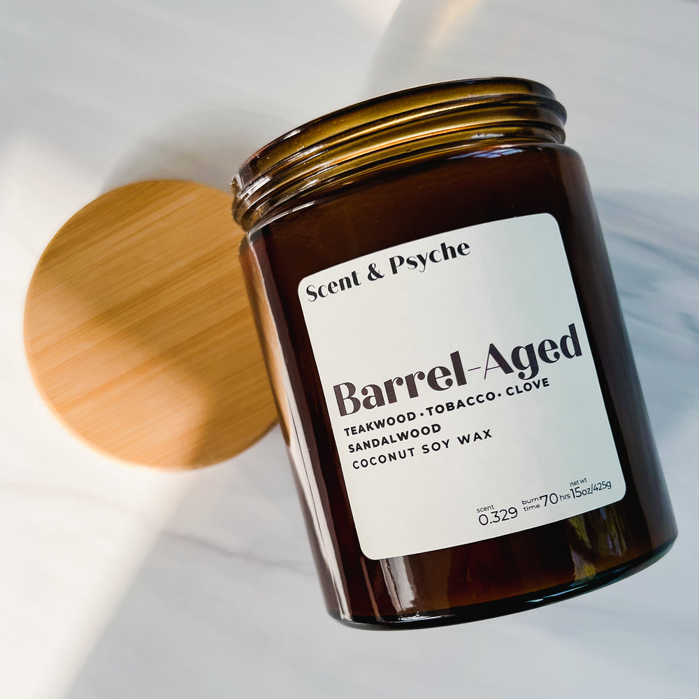 Barrel-Aged  Scented Candle  - 15oz Amber Jar