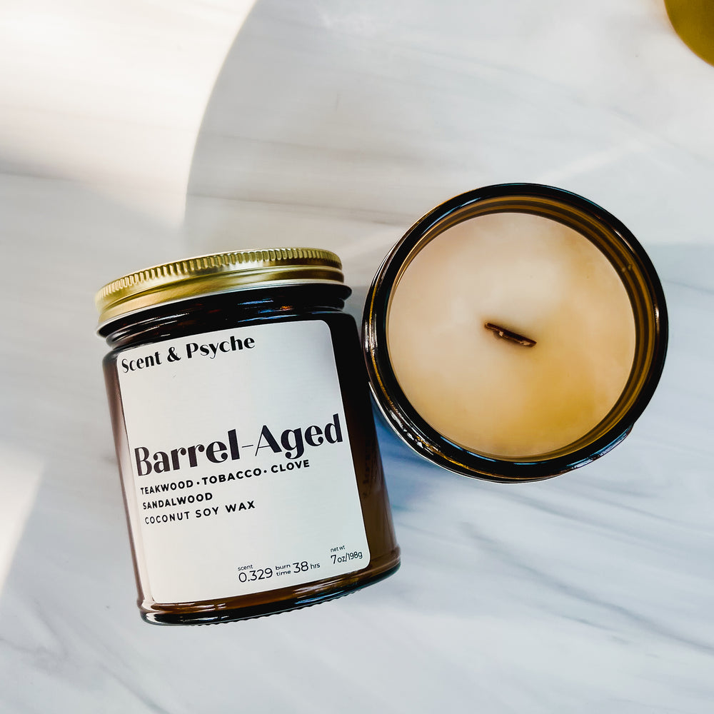 Barrel-Aged Scented Candle - 7oz Amber Jar
