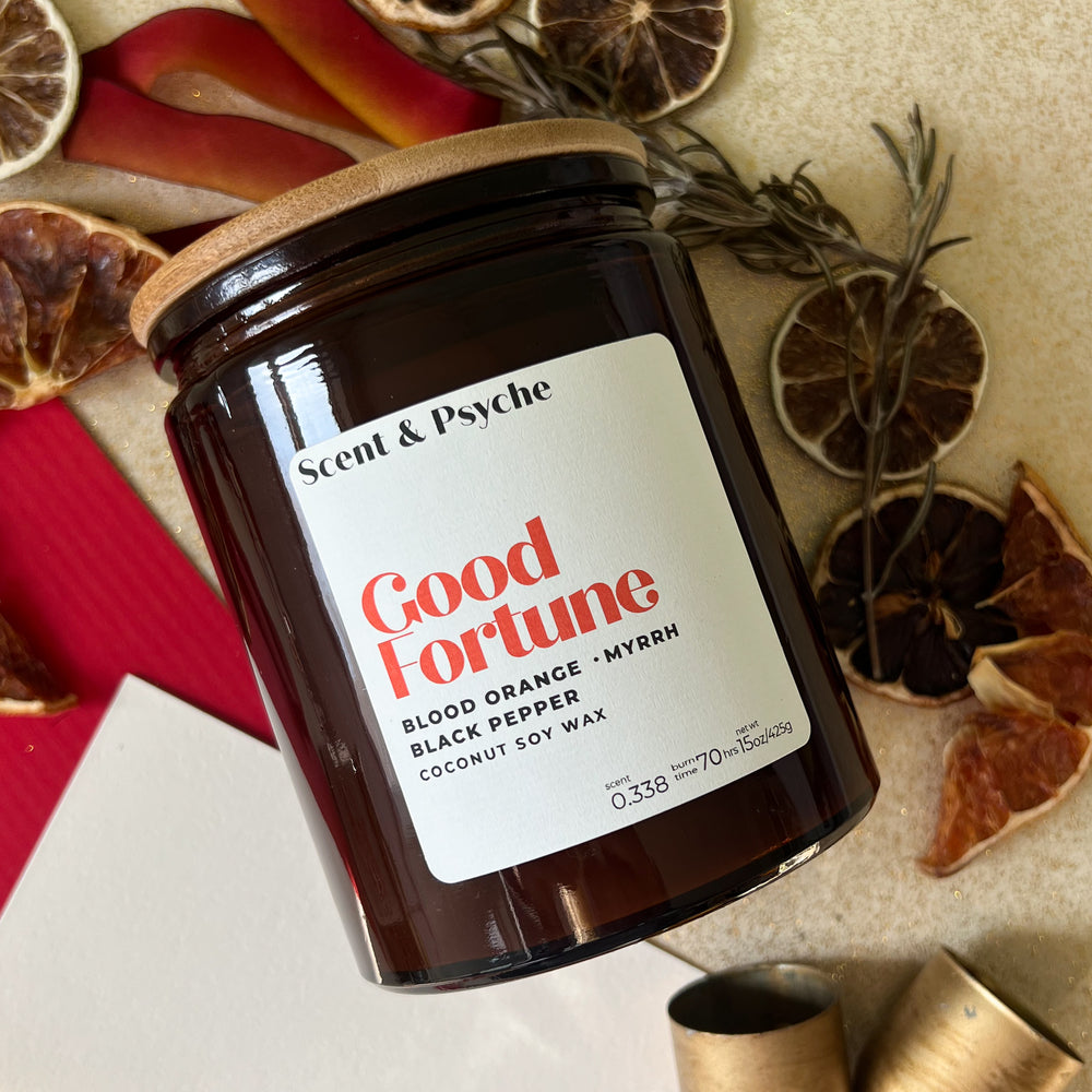 Good Fortune Scented Candle  - 15oz Amber Jar